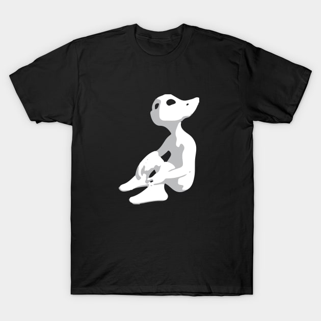 Curious Alien / Elf with pointy ears looks up (white and grey) - ORENOB logo T-Shirt by ORENOB